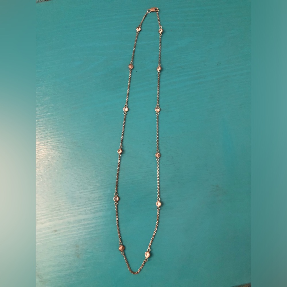 Sterling Silver and CZ station necklace.